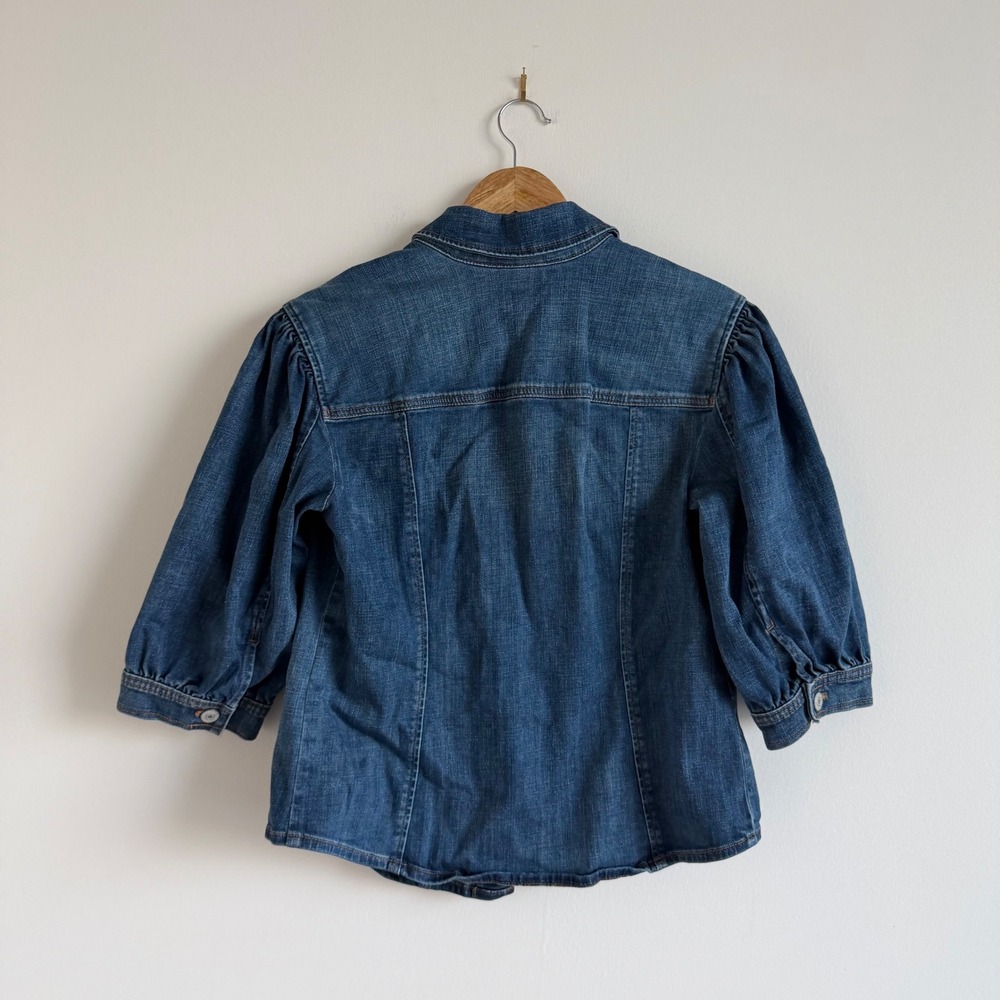 Chicos‎ Structured Puff Sleeve Denim Shirt Size 1 - Picture 6 of 10